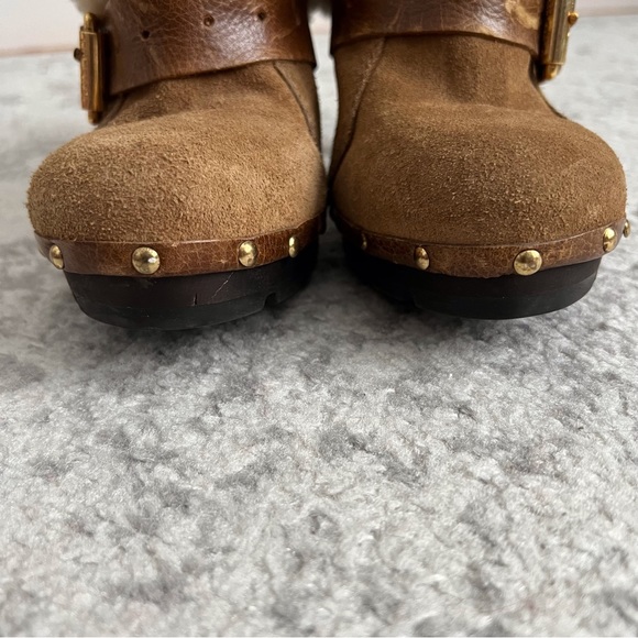 Michael Kors Brown Suede Platform Clog Heels Shearling Lined Y2K 90s Women’s 7.5 - Picture 8 of 12
